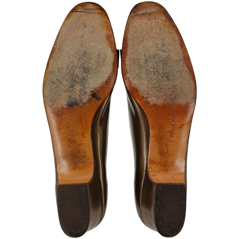Vintage Salvatore Ferragamo Bronze Vara Bow Pumps Womens 8.5 Dress Shoes Italy - Picture 3 of 13